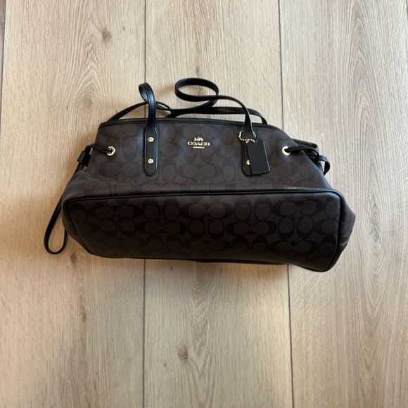 Coach Dark Brown and Black Signature Tote - Picture 2 of 2